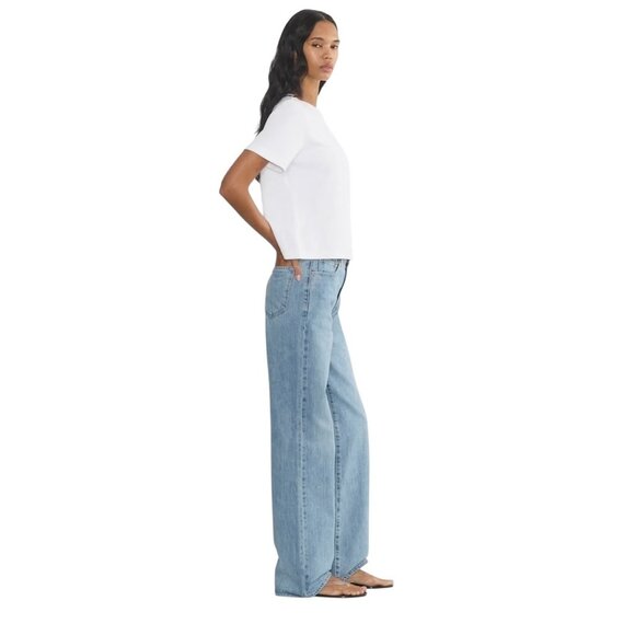 Denim Forum The Farrah High Rise Wide Leg Jeans Blue Size 32L Aritzia Y2K School - Picture 8 of 14